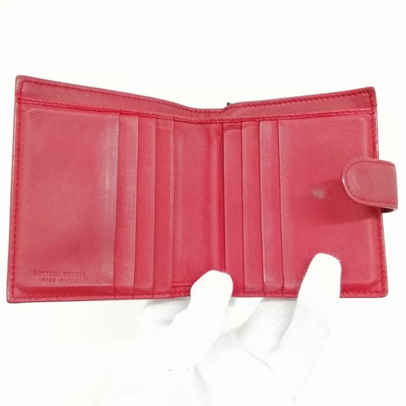 【美品✨】ボッテガヴェネタ イントレチャート 折り財布 ウォレット レッド BOTTEGA VENETA（ボッテガ・ヴェネタ） イントレチャート コンパクト