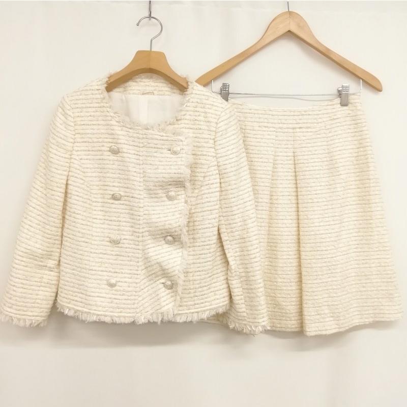 ANAYIジャケットスカートセットアップスーツツイードノーカラー