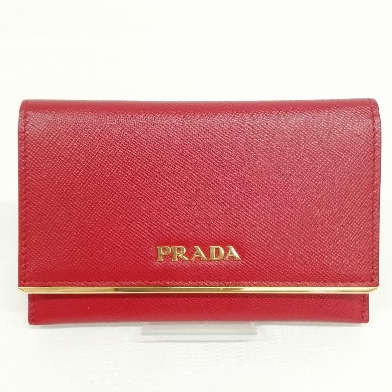 PRADA プラダサフィアーノレザー 名刺入れ レッド赤