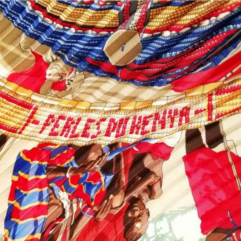 HERMES エルメス プリーツ カレ90 perles Du Kenya ケニアの真珠