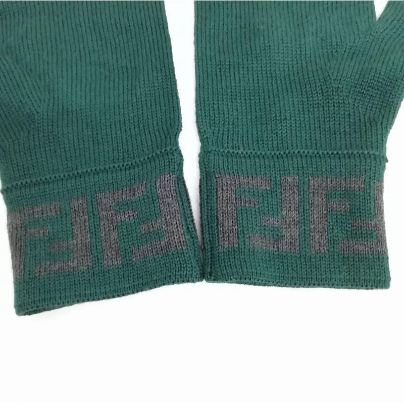 FENDI（フェンディ） ニット 手袋 グローブ ズッカ柄 FF柄 グリーン