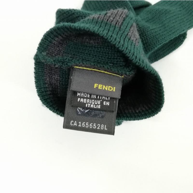 FENDI（フェンディ） ニット 手袋 グローブ ズッカ柄 FF柄 グリーン