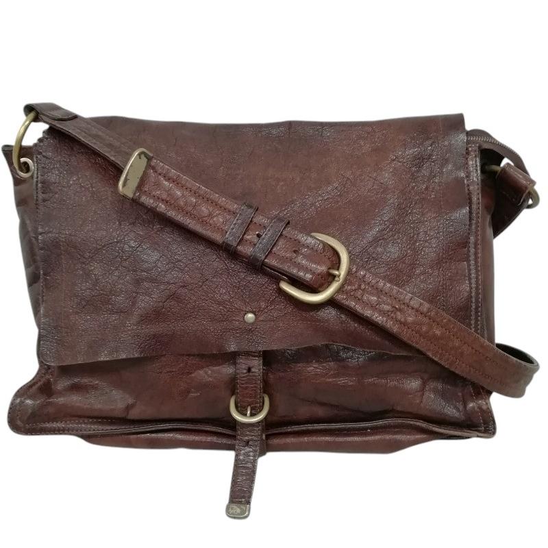 ダンゲンテン レザーショルダーバッグ フラップ 斜めがけ ブラック A4