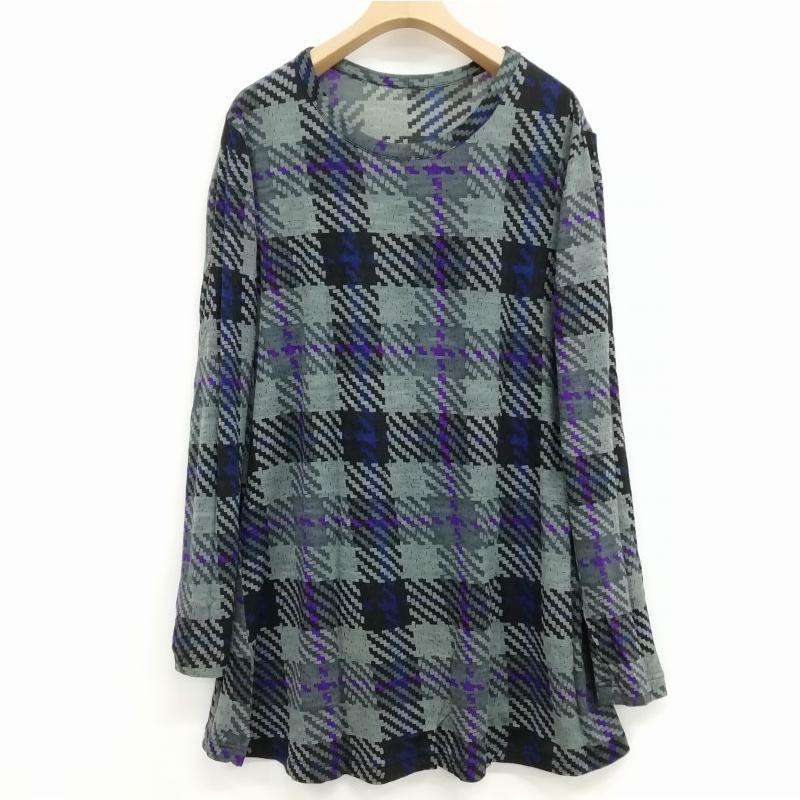 Y's ワイズ 美品 グレンチェック ラウンドネック カットソー 2 Y's