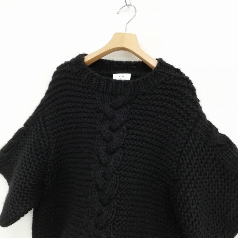 ハイク HYKE 22AW 222-11283 CABLE-KNIT HALF SLEEVE SWEATER ケーブル 