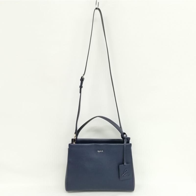 アニエスベー ショルダーバッグ2way ハンドバッグ ネイビー