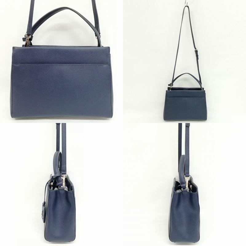 アニエスベー　ショルダーバッグ　2way ネイビー agnes b アニエスベー 2way レザートートバッグ ポーチ付 ネイビー