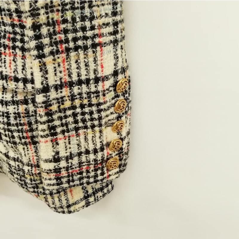 ソニアリキエル SONIA RYKIEL チェック ツイード ノーカラー