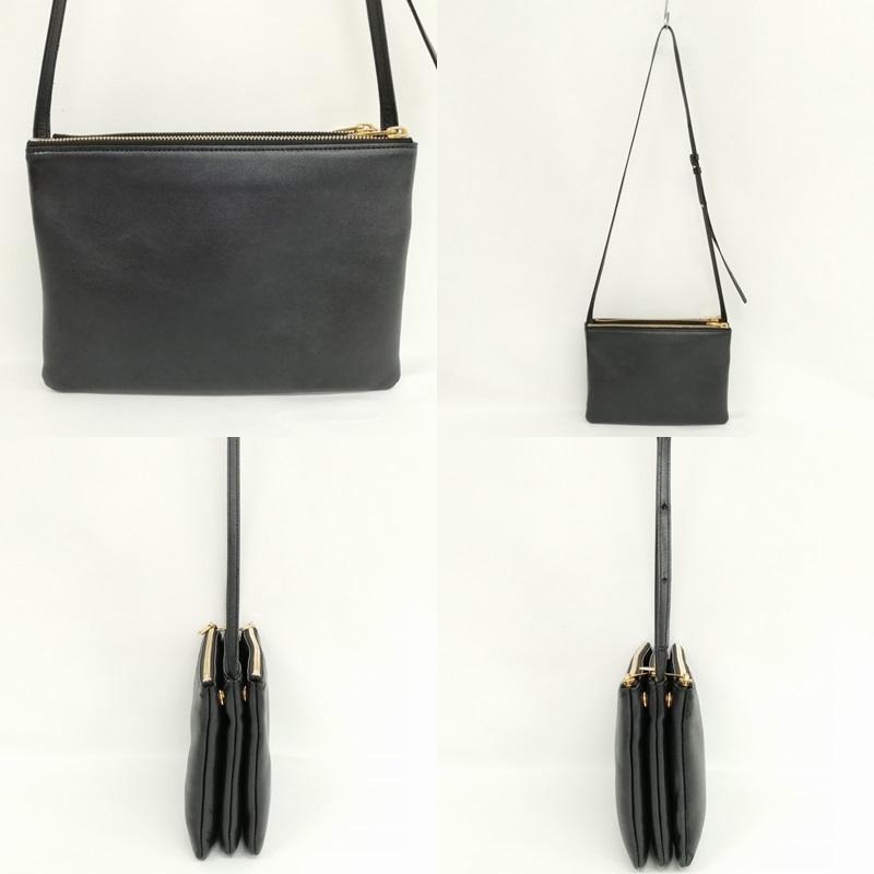 CELINE トリオ　スモール　黒レザーショルダーバッグ CELINE（セリーヌ） トリオ スモール ショルダーバッグ レザー