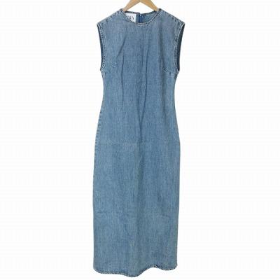 ZARA ザラ デニムワンピース ロング ノースリーブ タイト