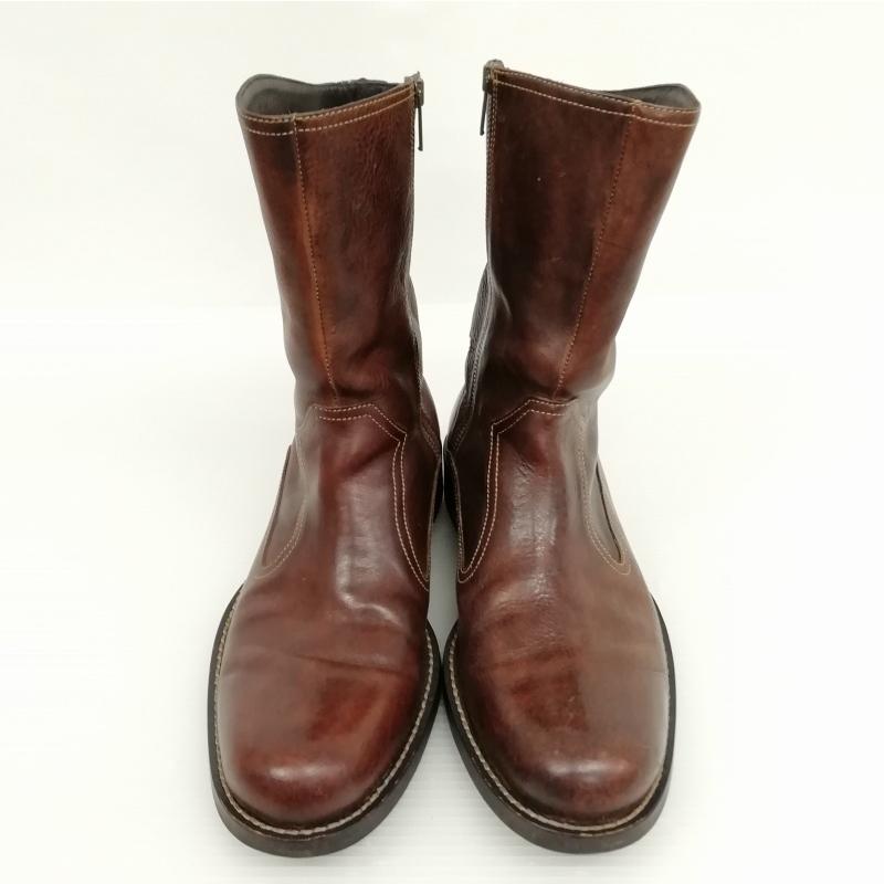 Cole Hann ダークブラウン レザー ジッパー付き ショートブーツ Cole Hann ダークブラウン レザー ジッパー付き ショートブーツ