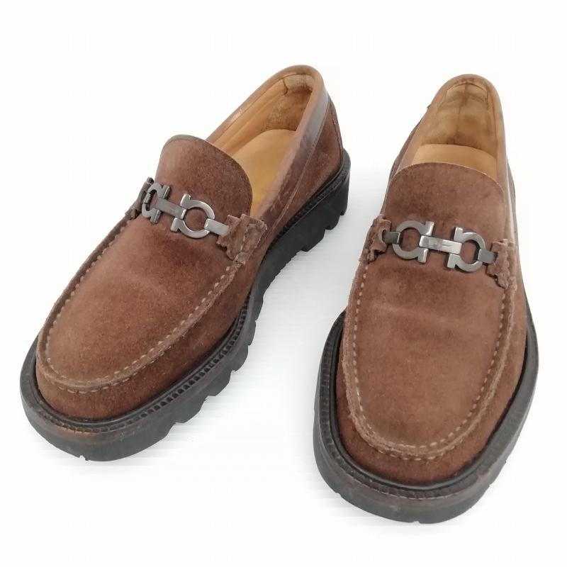 フェラガモ　ローファー　ガンチーニ　金具　レザー　ブラウン　茶 FERRAGAMO サルヴァトーレフェラガモ Salvatore Ferragamo