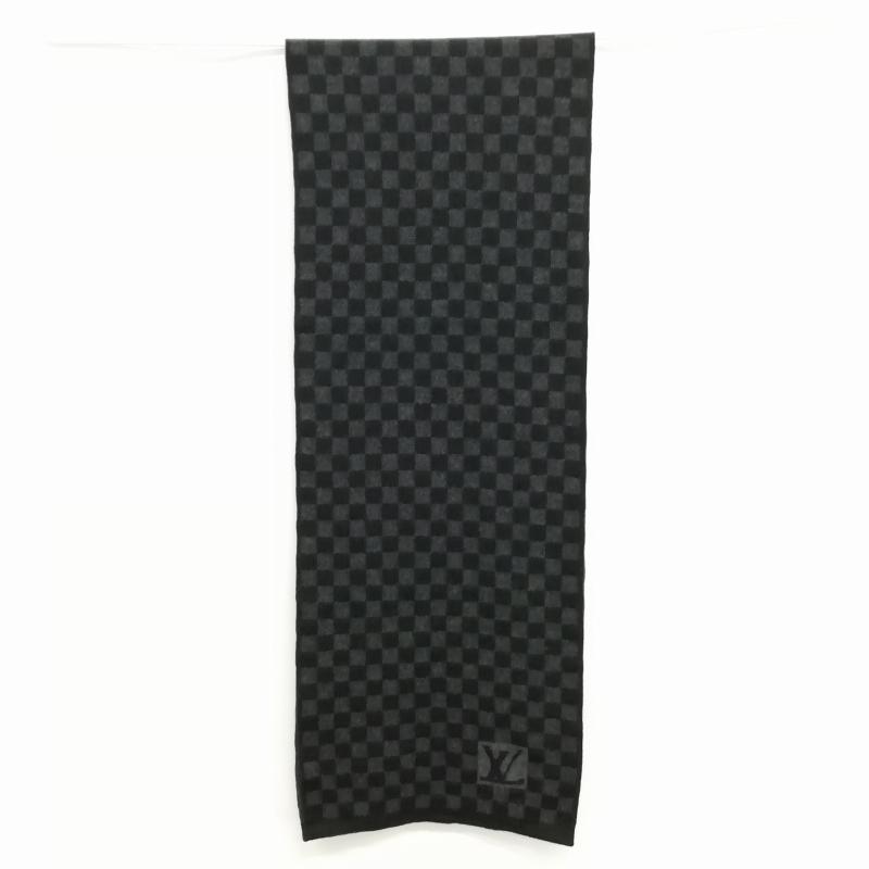 良好 LOUIS VUITTON ルイヴィトン エシャルプ プティ ダミエ マフラー  402330 ブラック×ブラウン ウール100％ ユニセックス 　241015000483 良好 LOUIS VUITTON ルイヴィトン エシャルプ プティ ダミエ マフラー