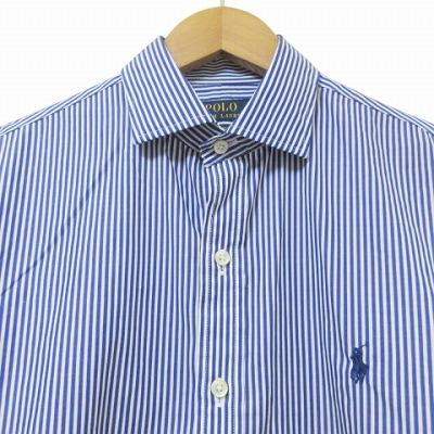 【極美品】ラルフローレン　長袖ストライプシャツ　SLIM FIT　XL　ロゴ刺繍 極美品✨ラルフローレン 長袖シャツ ストライプ 刺繍 エンブレム