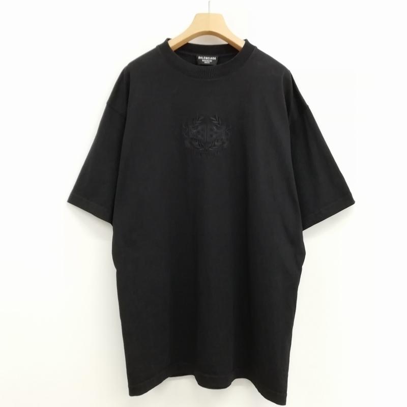 【中古】バレンシアガ BALENCIAGA 2020年 LION'S LAUREL TEE Tシャツ 半袖 BB ロゴ刺繍 オーバーサイズ XS 黒 BALENCIAGA（バレンシアガ） BALENCIAGA 2020 LION'S LAUREL TEE BB