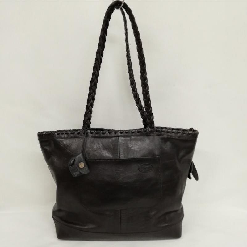 イビサ IBIZA トートバッグ レザー 黒 ブラック/055355 イビザ【中古】