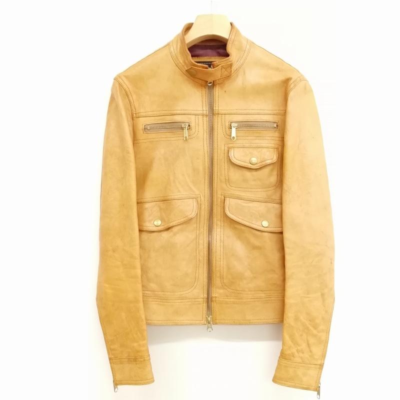 ハース HAAS ゴートレザー ジャケット ブルゾン M キャメル系 メンズ