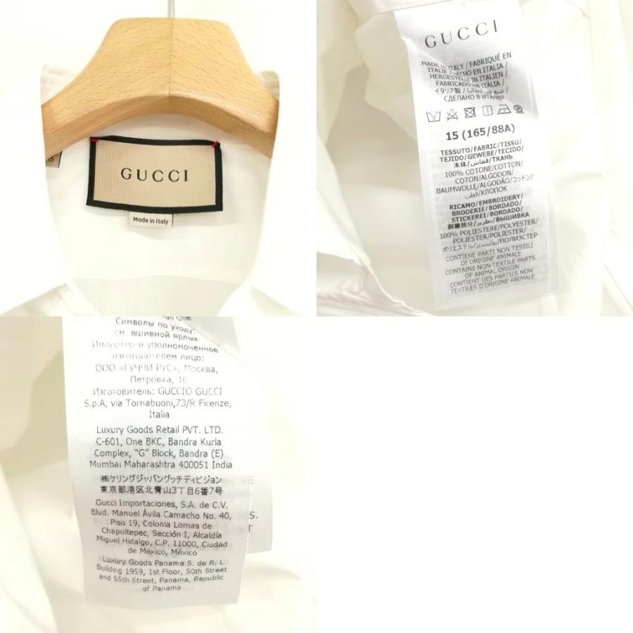 【中古】グッチ GUCCI 699561 ZAJOL ダブルG ワンポイント 刺繍 コットン ポプリン シャツ ドレスシャツ 38 / 15 GUCCI（グッチ） GUCCI 699561 ZAJOL ダブルG ワンポイント 刺繍