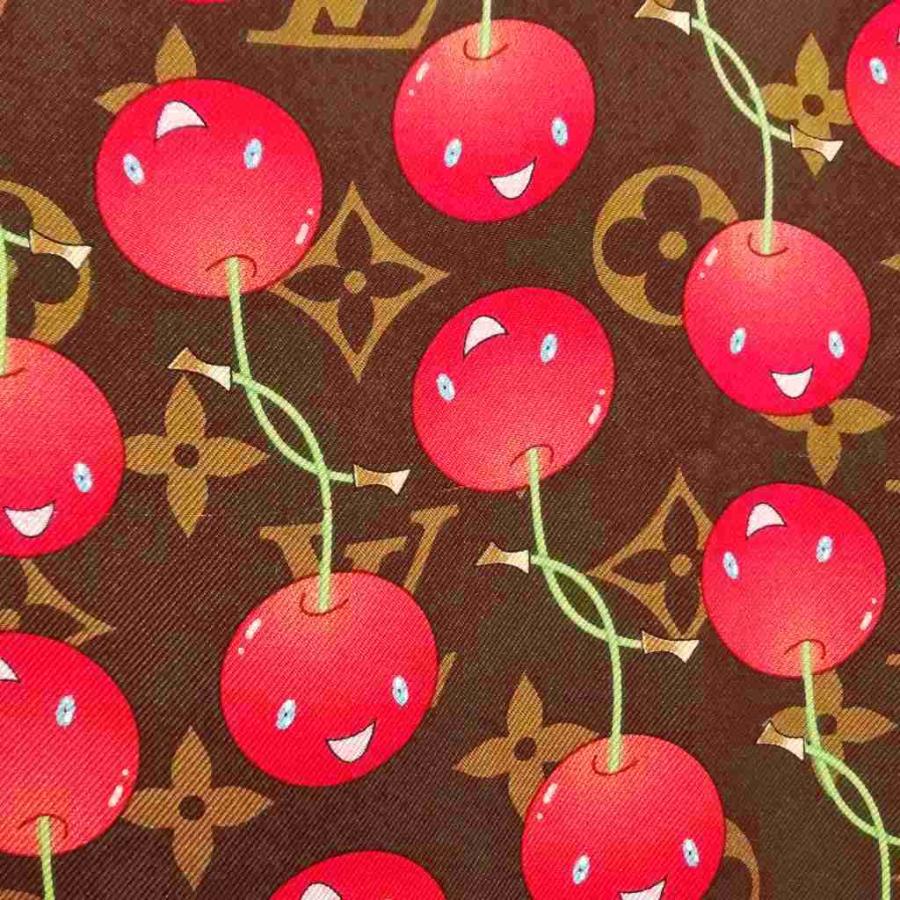 【美品】LOUISVUITTON チェリー柄 シルクスカーフ ルイヴィトン LOUIS VUITTON スカーフ スクエア カレ モノグラム