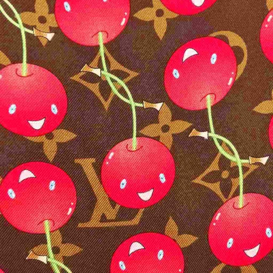 【美品】LOUISVUITTON チェリー柄 シルクスカーフ LOUIS VUITTON ルイヴィトン × 村上隆 M71962 サクランボ
