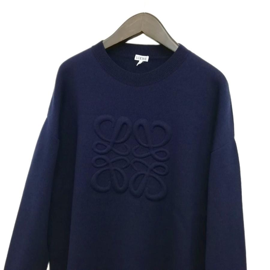 LOEWE ロエベ アナグラム クルーネックトレーナー ネイビー　L LOEWE（ロエベ） LOEWE H526Y14KEE 23AW 3D アナグラム クルーネック