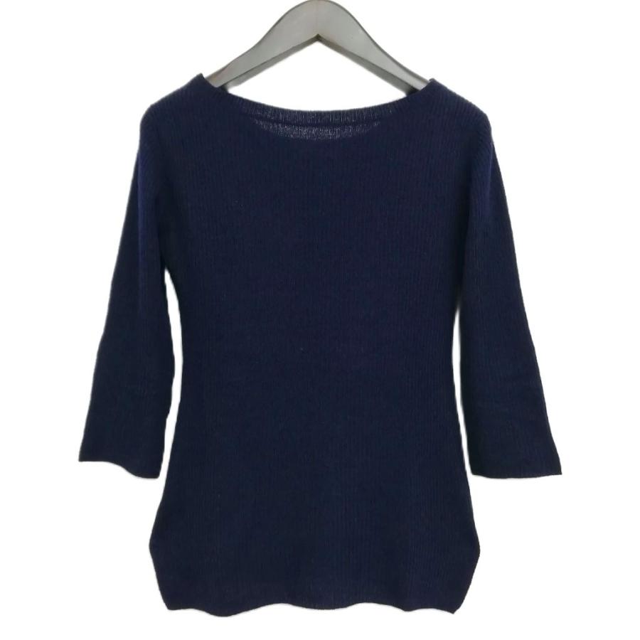 PRADA（プラダ） カシミヤ リブ ニット セーター 七分袖 36 ネイビー  