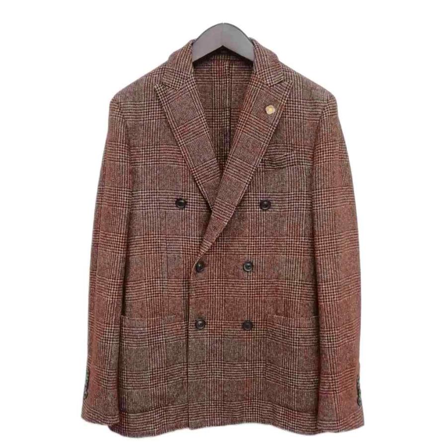 ラルディーニ LARDINI グレンチェック ダブルブレスト ジャケット 46