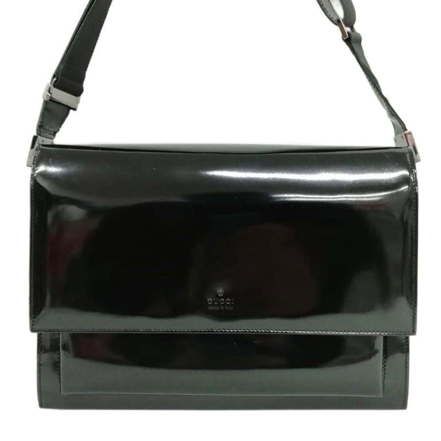 GUCCI（グッチ） パテントレザー ショルダーバッグ ブラック メンズ
