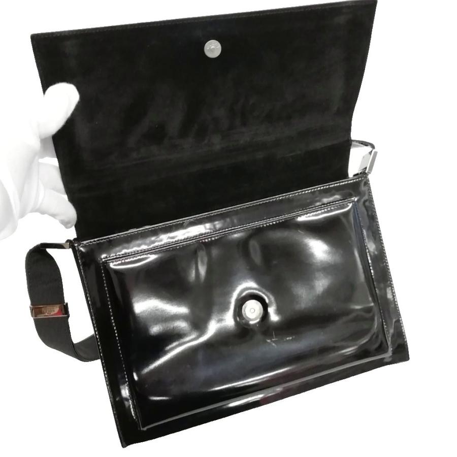 GUCCI（グッチ） パテントレザー ショルダーバッグ ブラック メンズ