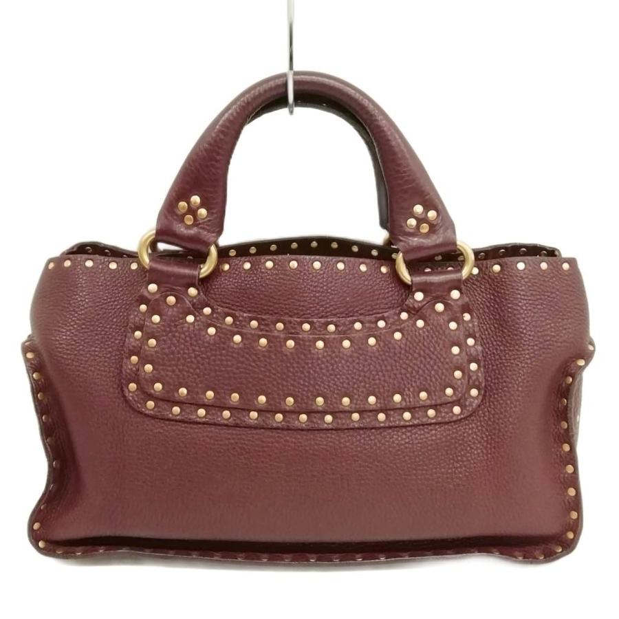 CELINE（セリーヌ） ブギーバッグ スタッズ ハンドバッグ ブラウン 赤