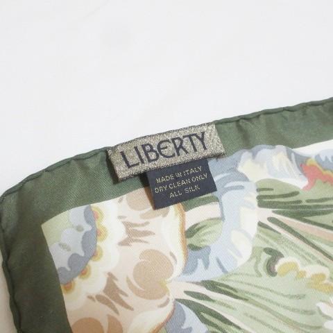 リバティ LIBERTY スカーフ シルク 花柄 イタリア製 グリー系 マルチ