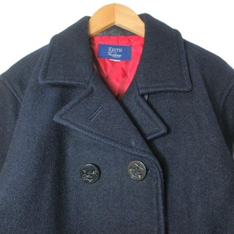キース KEITH ウール ピーコート Pコート 中綿 裏キルティング 紺