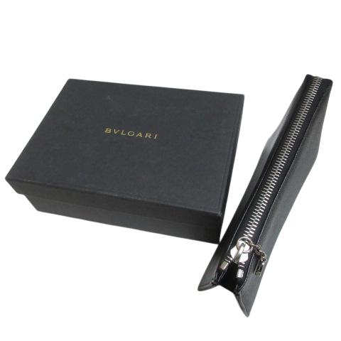 BVLGARI（ブルガリ） ポーチ 小物入れ コスメポーチ 型押し 黒