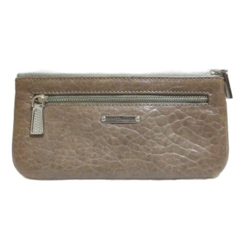 レベッカミンコフ Rebecca Minkoff レザーポーチ 横長 ロゴプレート 茶 