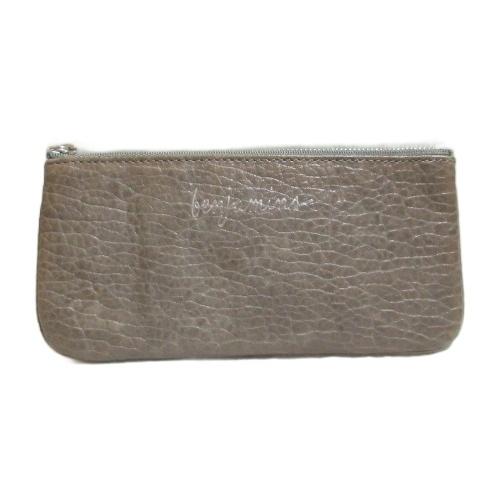 レベッカミンコフ Rebecca Minkoff レザーポーチ 横長 ロゴプレート 茶 