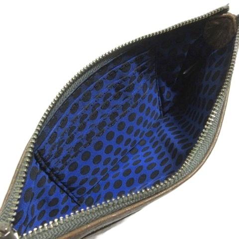レベッカミンコフ Rebecca Minkoff レザーポーチ 横長 ロゴプレート 茶 
