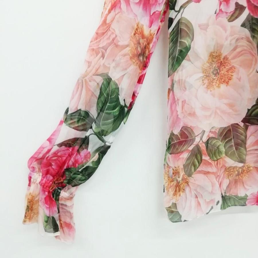 ドルチェアンドガッバーナ　ドルガバ　花柄　ブラウス　ボウタイ　シルク100% ドルチェアンドガッバーナ ドルガバ 花柄 ブラウス ボウタイ シルク100