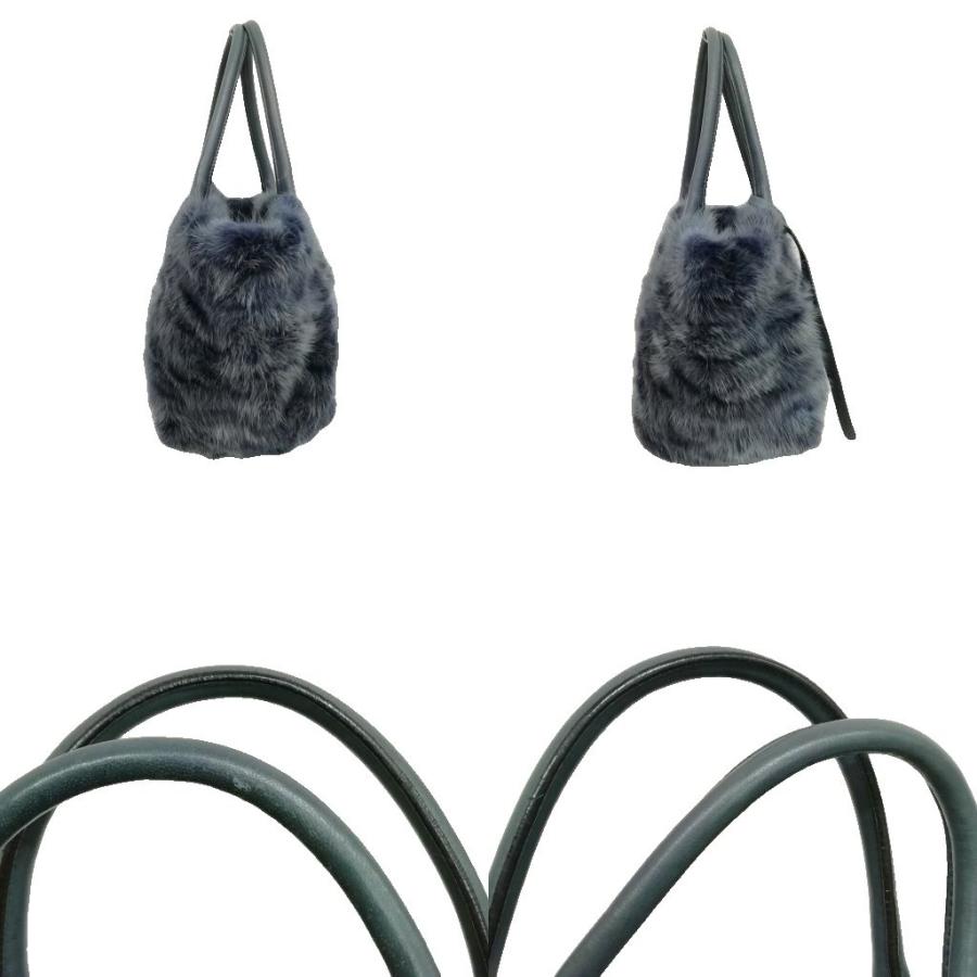 【中古】ファロルニ FALORNI F1527 ミンクファー トートバッグ ハンドバッグ ブルーグレー系 レディース ファロルニ FALORNI F1527 ミンクファー トートバッグ ハンドバッグ