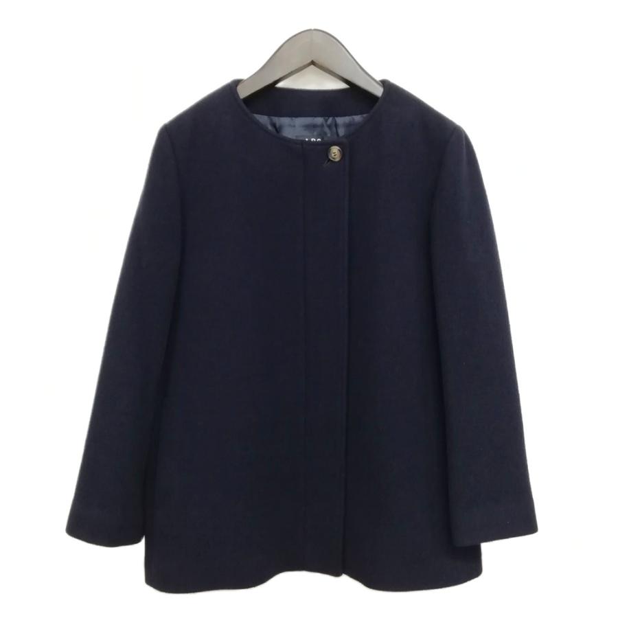 【中古】アーペーセー A.P.C. ショート丈 ノーカラーコート ノーカラージャケット 34 ネイビー レディース A.P.C.（アーペーセー） ショート丈 ノーカラーコート ノーカラー