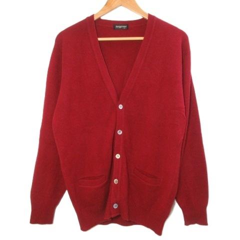 Bergarna カシミヤ ニット カーディガン 長袖 厚手 Vネック L 赤