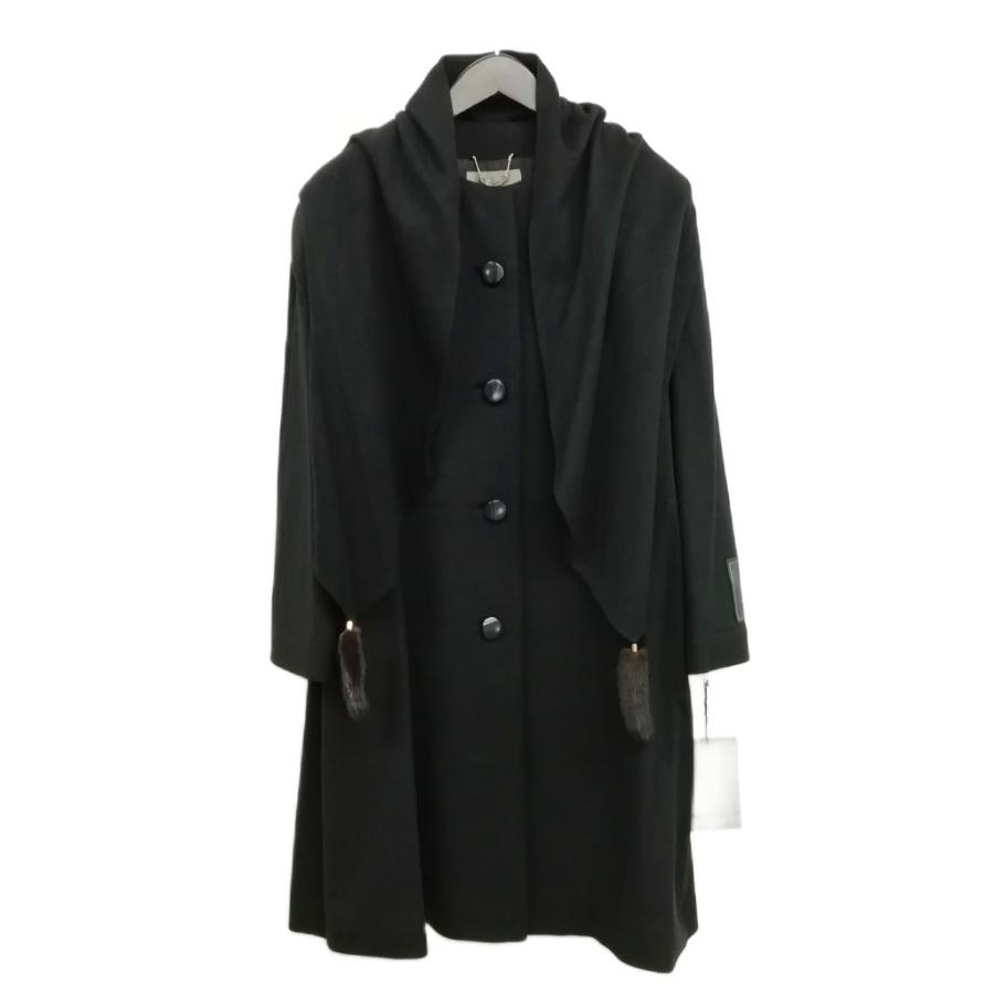 ✨極美品✨GARBO カシミヤ100 ミンク ロングコート ブラック ガルボ GARBO ガルボ カシミヤ ノーカラー コート ミンク付きストール付 9