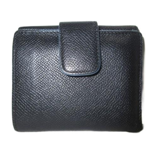 トッズ TOD'S 財布 二つ折り レザー 小銭入れあり ブラック ブルー /X