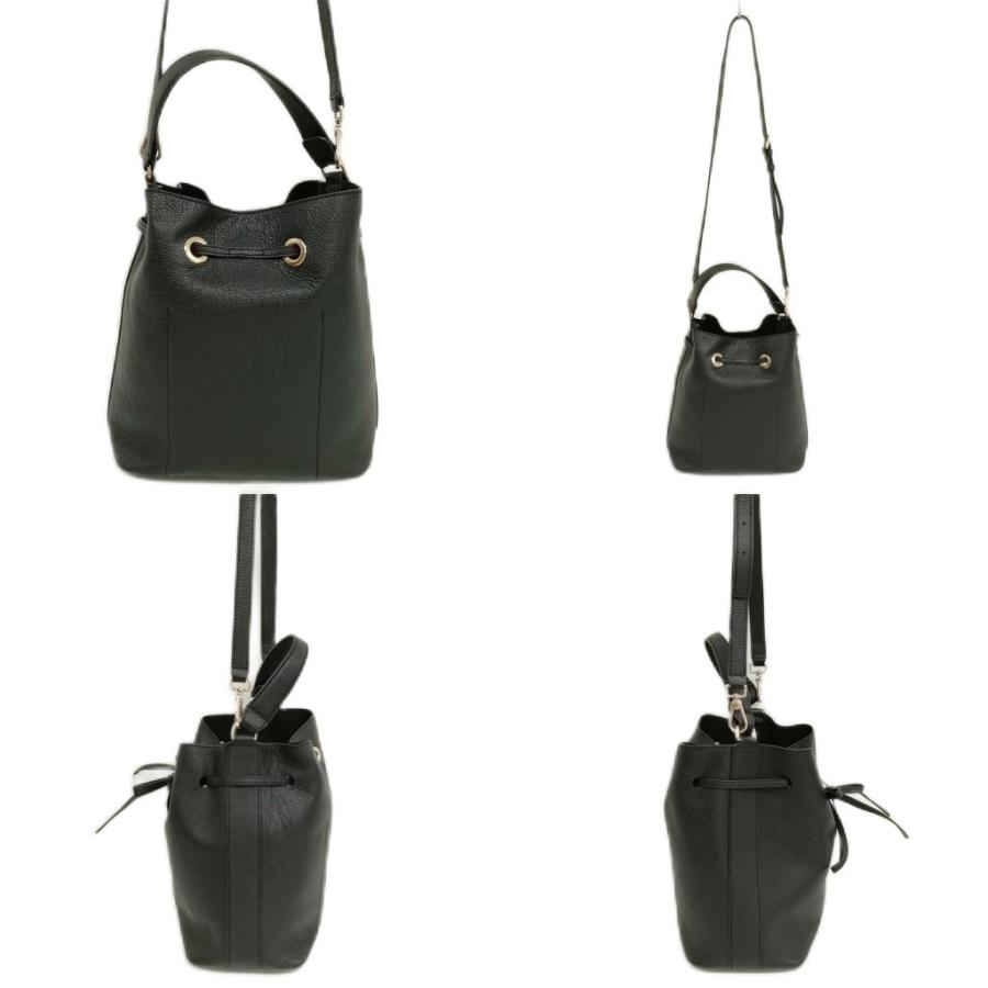 未使用級✨フルラ コスタンザ 巾着バッグ ショルダーストラップ付き レザー 黒 FURLA（フルラ） コスタンザ 巾着 ショルダーバッグ ハンドバッグ 2way