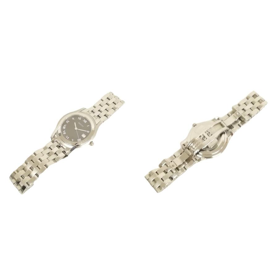 稼働 グッチ 腕時計 メンズ 5500M クオーツ 黒文字盤 レザー デイト GUCCI（グッチ） GUCCI 5500M クオーツ デイト 腕時計 黒文字盤 メンズ