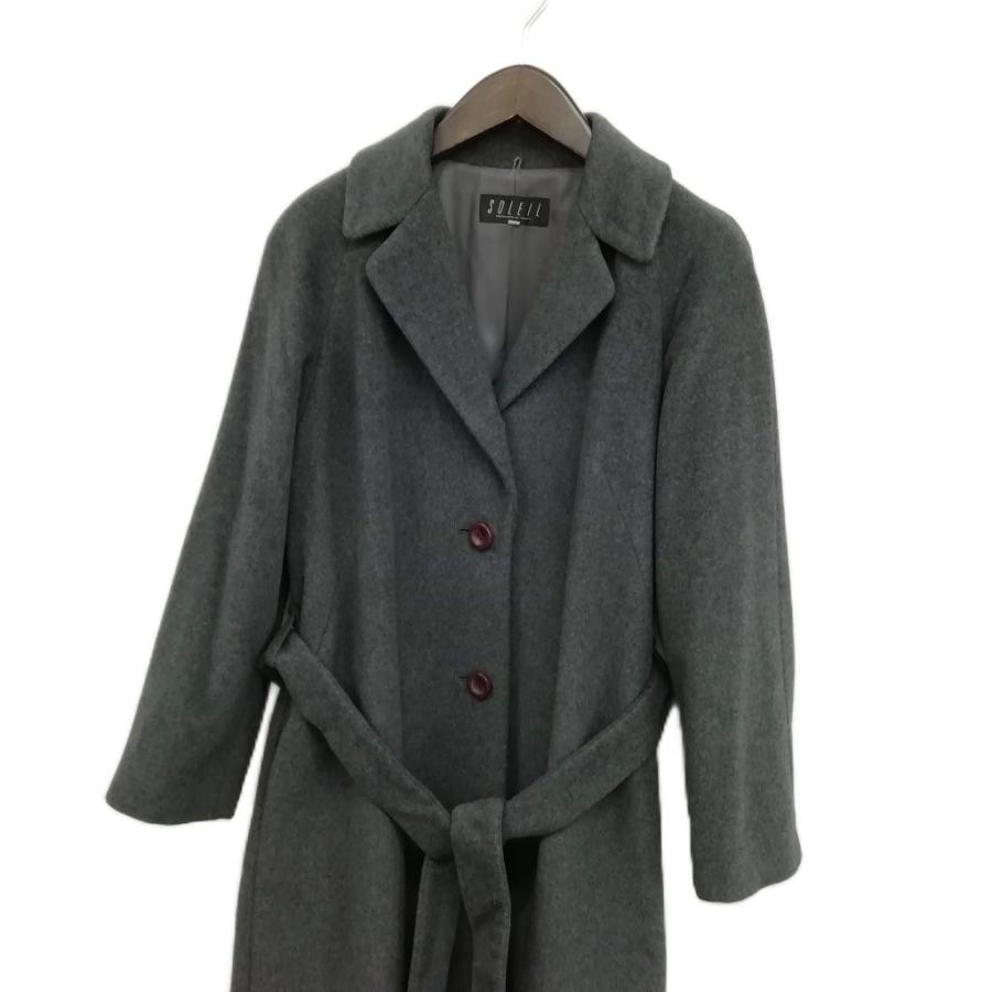 ソレイル SOLEILE アンゴラ ロング コート M チャコールグレー 