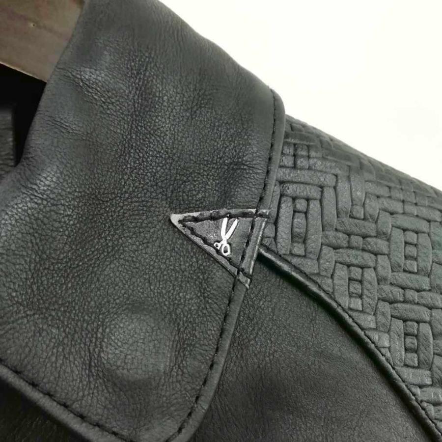 デンハム DENHAM レザージャケット ライダースジャケット S ブラック