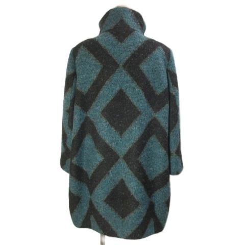 SISLEY☆グレー系 チェック柄 ロングコート ウール混紡 シスレー 