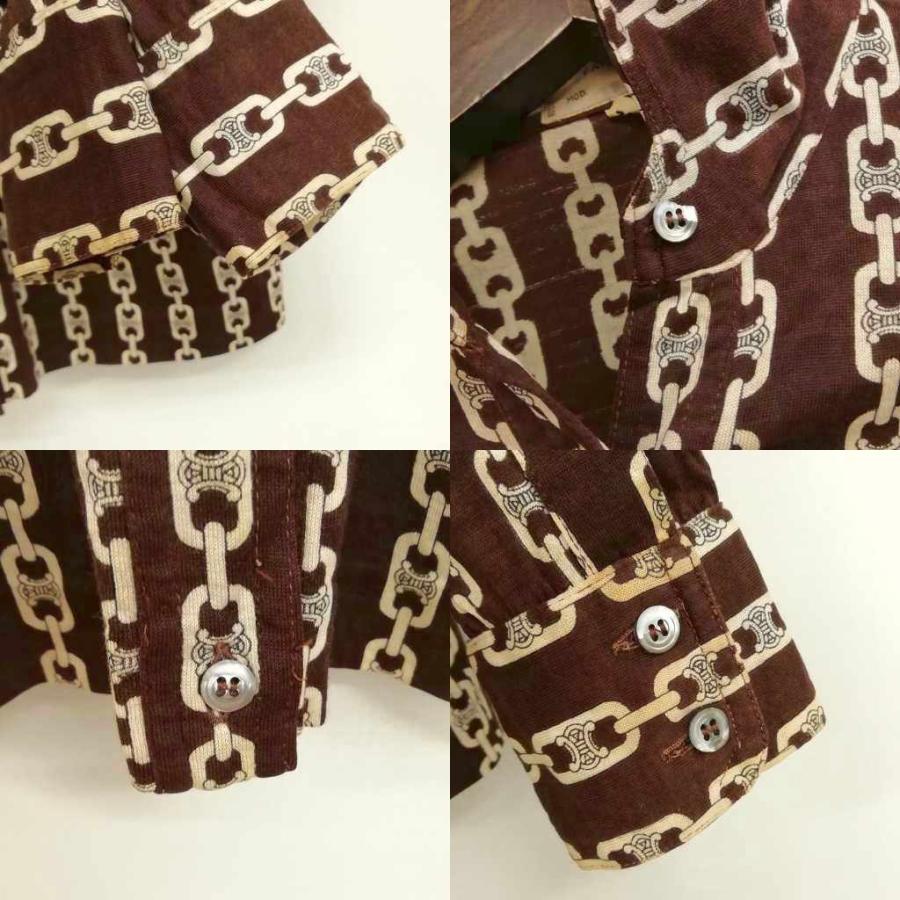 セリーヌ CELINE ヴィンテージ マカダムチェーン 総柄 ブラウス シャツ 