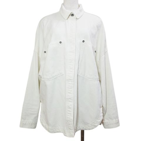 ZARA（ザラ） デニムジャケット ダメージ加工 ドロップショルダー L 白 