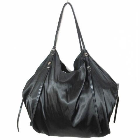 ZARA（ザラ） サテンエフェクトトートバッグ 肩掛け 鞄 A4収納 黒